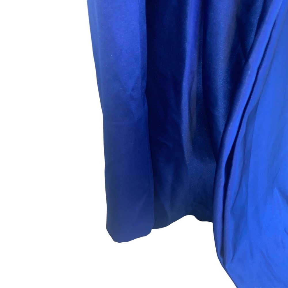 David's Bridal Strapless A line Royal Blue Cascading Train Maxi Dress - Picture 10 of 12